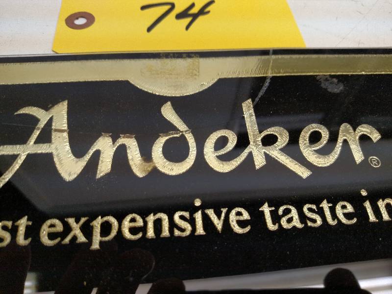 Andeker Glass Sign, 12x5, Cracked...