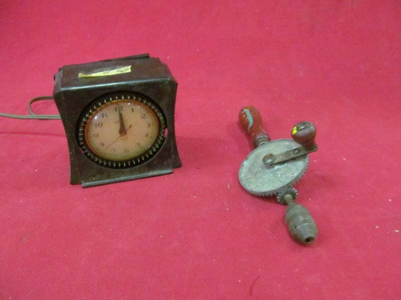 lot 110 image: vintage timer, vintage drill
