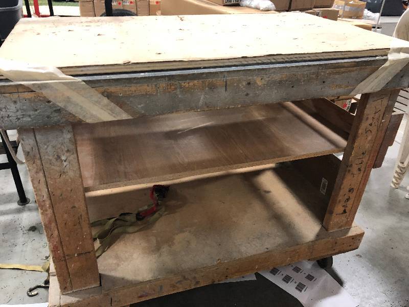 Wooden Shop Table with Storage