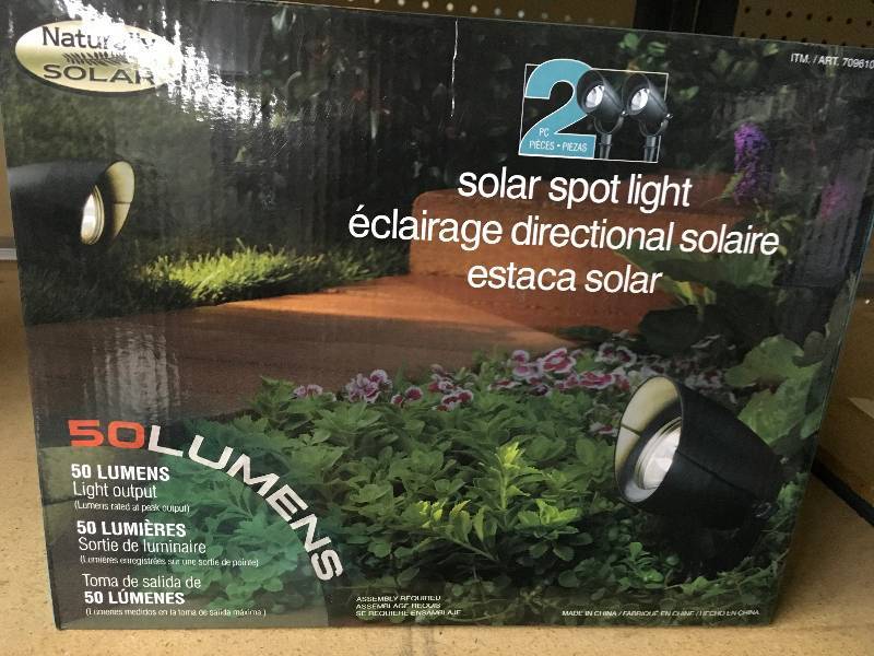 lot 384 image: SOLAR SPOTLIGHTS 2 PK, MSRP $14.99