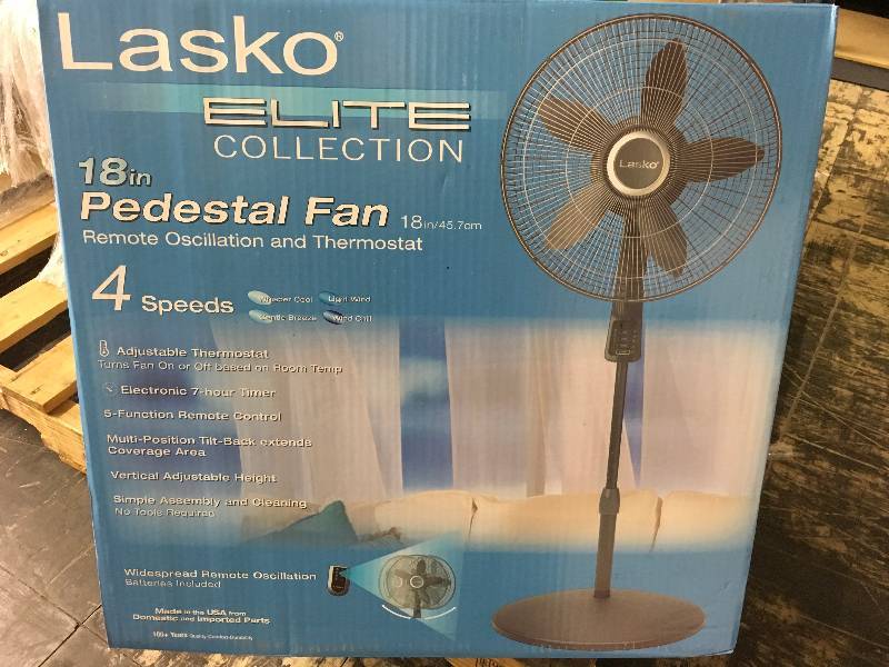 lot 404 image: LASKO 18 PEDESTAL FAN, MSRP 39.99