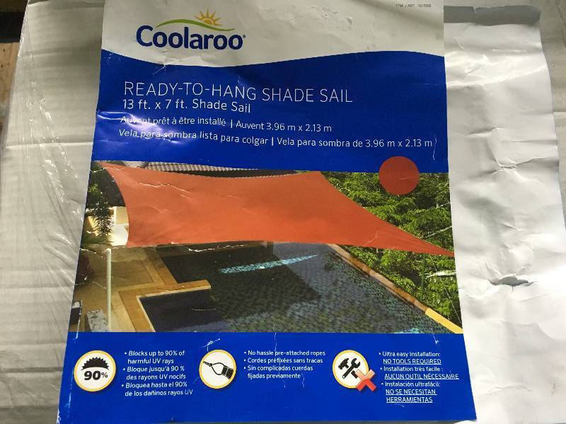 lot 399 image: 13X7 RECTANGLE SHADE SAIL, MSRP $23.99
