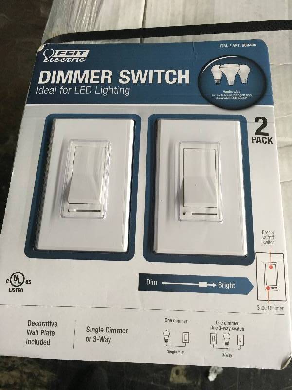 lot 405 image: 2PK DIMMER SWITCHES FEIT, MSRP $14.99
