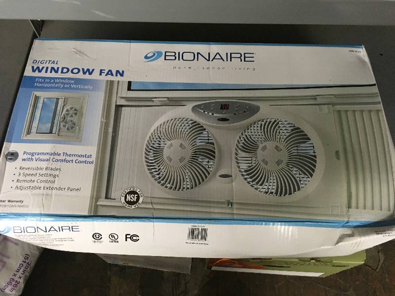 lot 415 image: JARDEN BIONAIRE WINDOW FAN, MSRP $39.99