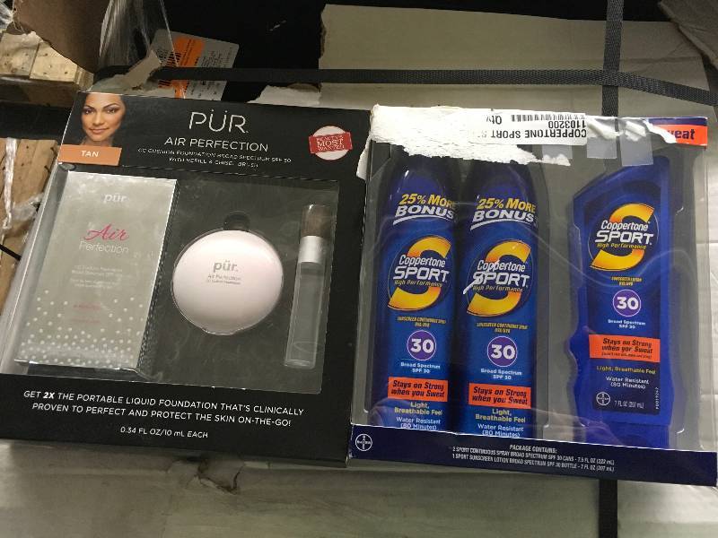 lot 413 image: COPPERTONE SPORT SPF30, MSRP $16.99 AND PUR COSMETICS AIR, MSRP $21.99