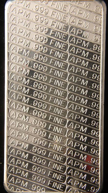 10 TROY Oz. .999 FINE SILVER BAR VINTAGE APM EAGLE-FLAG