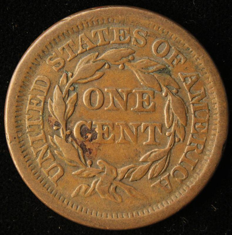 1854 US BRAIDED HAIR LARGE CENT XF40
