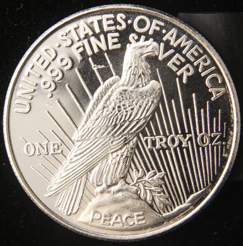 1 TROY OZ. .999 FINE SILVER PEACE DOLLAR DESIGN