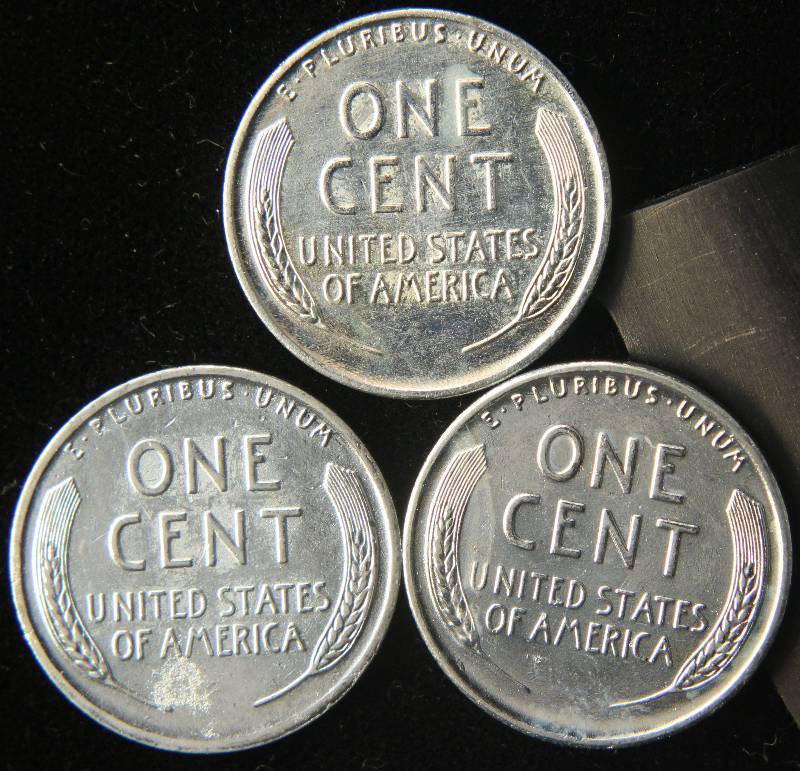 1943 P-D-S US WWII STEEL WAR CENTS AU-UNC