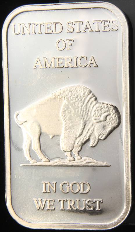 1 TROY OZ. .999 FINE SILVER BAR INDIAN BUFFALO DESIGN