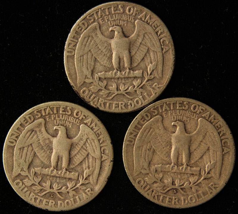 3 SILVER QUARTERS 1947, 1947-D, 1947-S