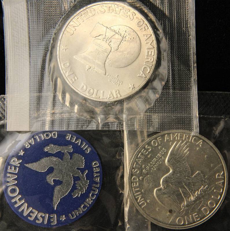 2 EISENHOWER DOLLARS 40% SILVER 1972-S 1976-S GOVERNMENT SEALED