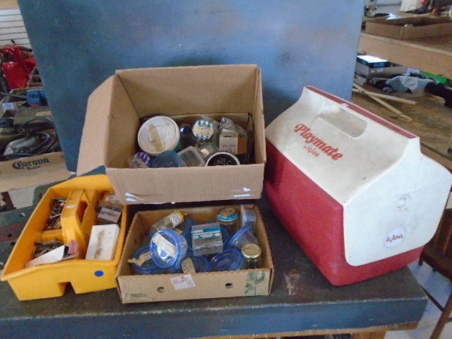 lot 92 image: Playmate Cooler with Assorted Nuts, Bolts, Washer, Nails and More