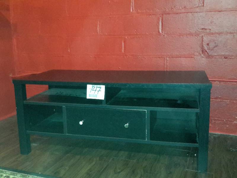 Black, Stained Television Stand with cabinet and drawers