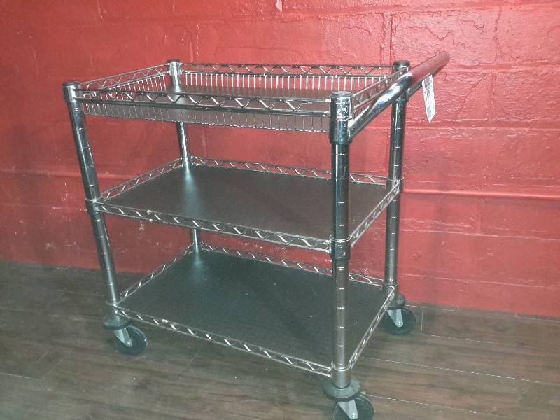 Nice Chrome Service Cart on Heavy Duty Casters