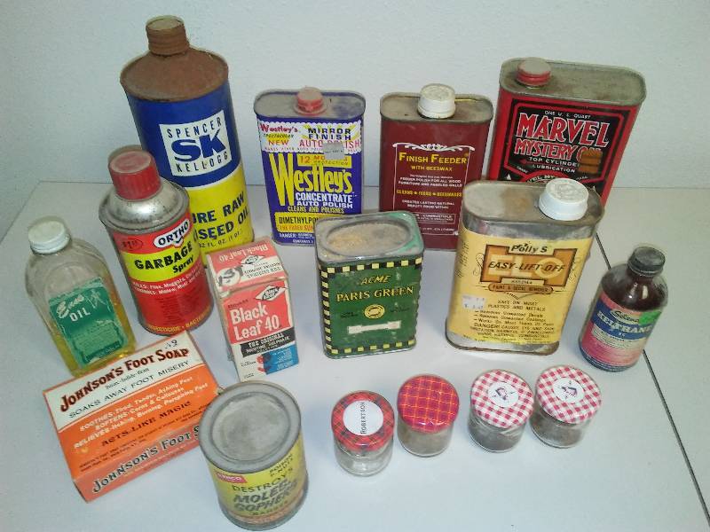16 Vintage household cans and jars