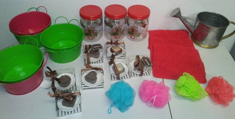 New Gift, perfect for Easter basket fillers, chocolate candles, mini metal buckets (6) nylon scrubby�s (4)