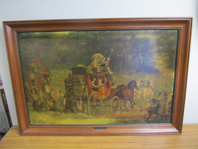 lot 65 image: Large Vintage Framed Pemigewasset Coach Print