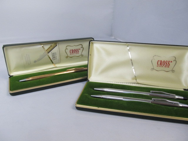 lot 90 image: Vintage CROSS 14K Gold Filled Pen & Chrome PenPencil Set