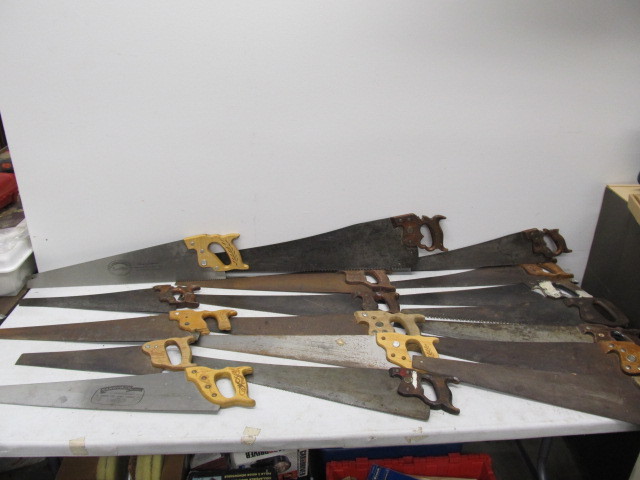 lot 93 image: Large Lot of VintageAntique Wood Handled Saws