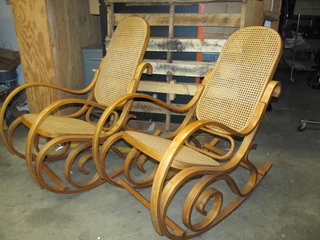 lot 96 image: Pair of Vintage Cane & Bentwood Rockers