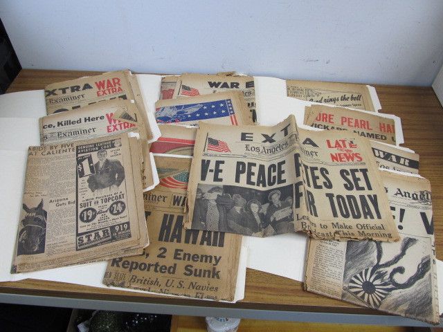 lot 41 image: Lot of Vintage WW2 Era Newspapers