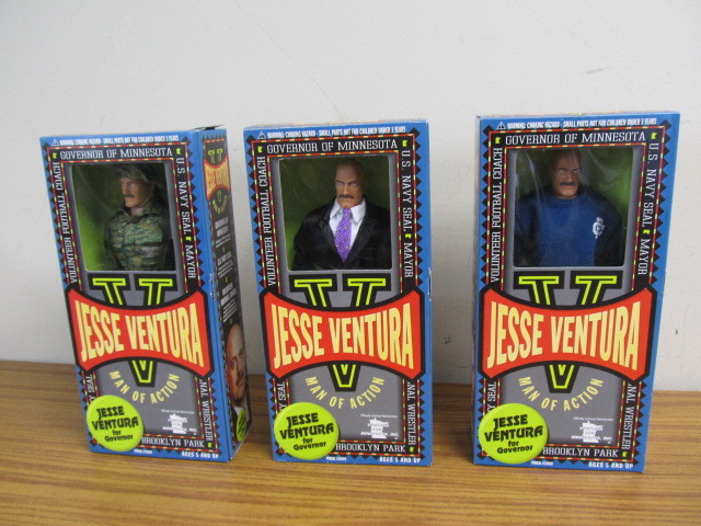 lot 120 image: 3 Different Jesse Ventura Action Figures