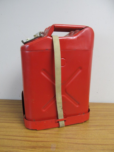lot 125 image: Vintage Military Jerry Can wHolder & Strap