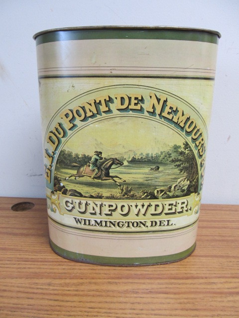 lot 126 image: Vintage Du Pont Gunpowder Metal Trash Can