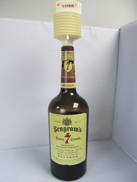 lot 127 image: LARGE Vintage Seagrams Whiskey Bar Display Bottle wPump