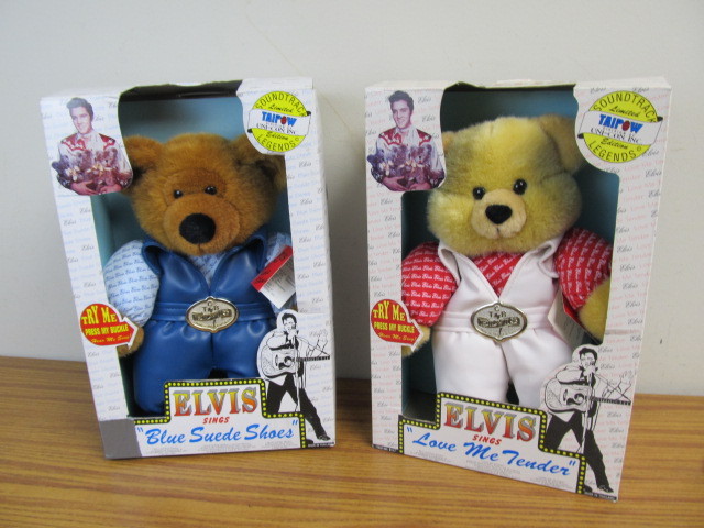lot 139 image: 2 NEW IN BOX Singing Elvis Bears