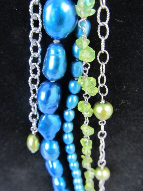 lot 174 image: HONORA Multi Strand BlueGreen Necklace