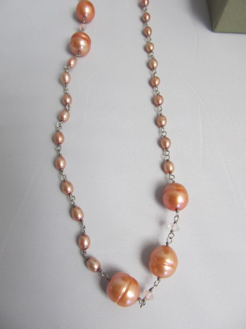 lot 176 image: HONORA Genuine Pearl & Sterling Silver Necklace