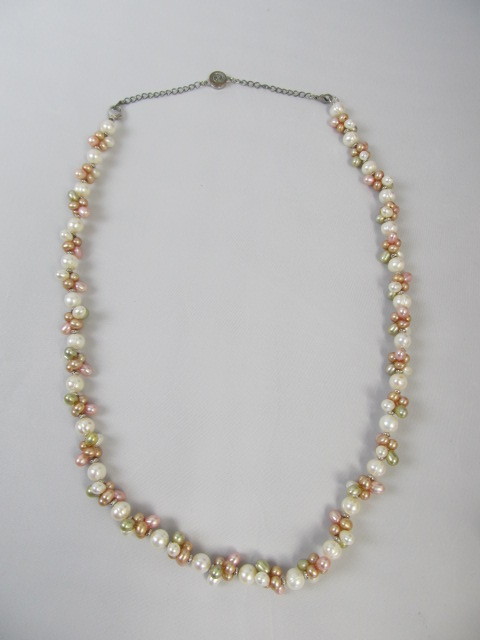 lot 180 image: HONORA Genuine Pearl & Sterling Cluster Necklace