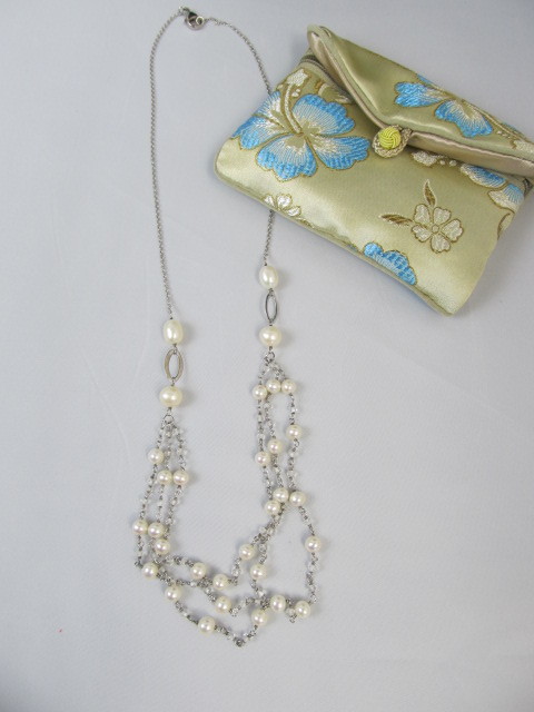 lot 184 image: HONORA Genuine Pearl & Sterling Silver Multi Strand Necklace
