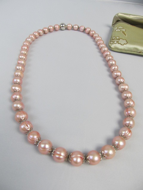 lot 195 image: HONORA Genuine Pink Pearl & Sterling Necklace