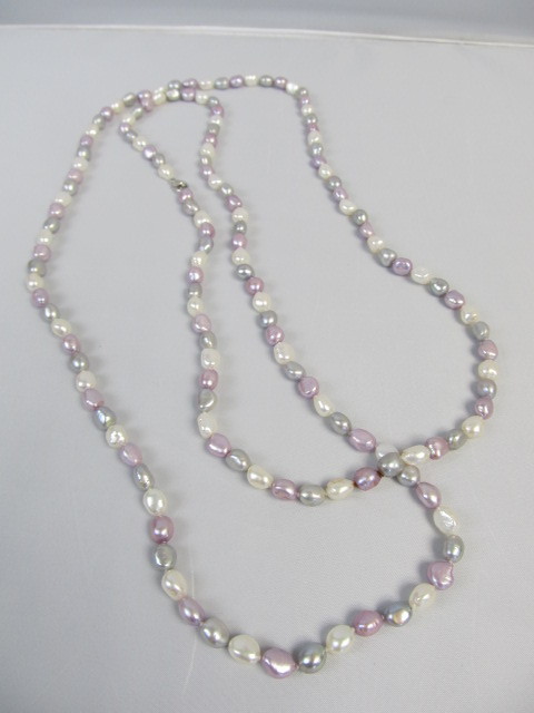 lot 207 image: HONORA Genuine Pearl & Sterling Long Strand Necklace