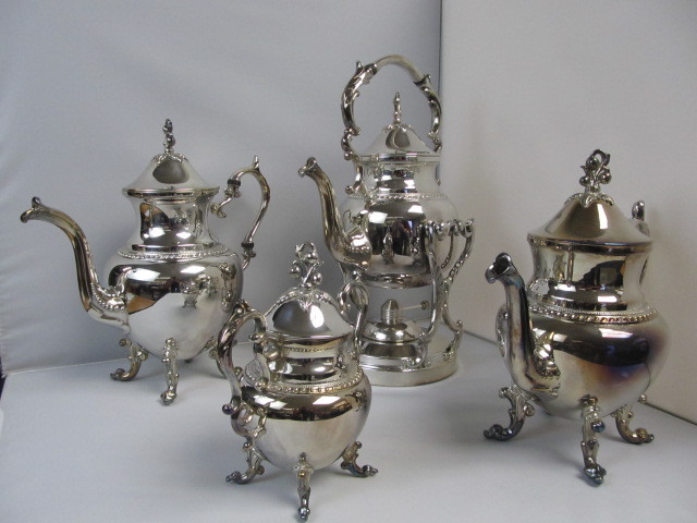 lot 4 image: NICE Matching Antique Silver on Copper Tea Service Set