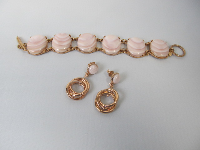 lot 192 image: HONORA Brass & Mother of Pearl Bracelet & Earrings