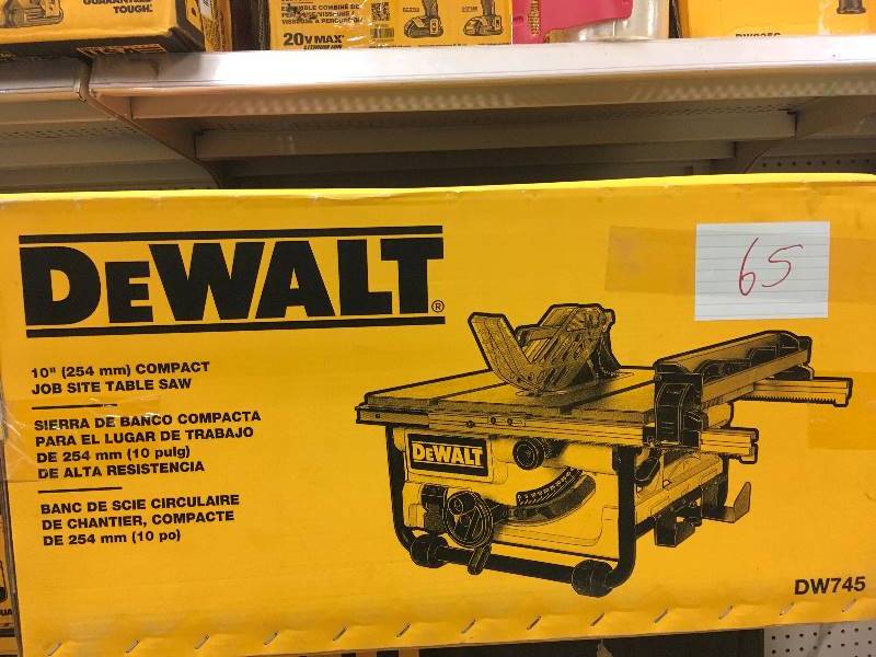 lot 65 image: DeWalt 10 Compact Job Site Table Saw like new