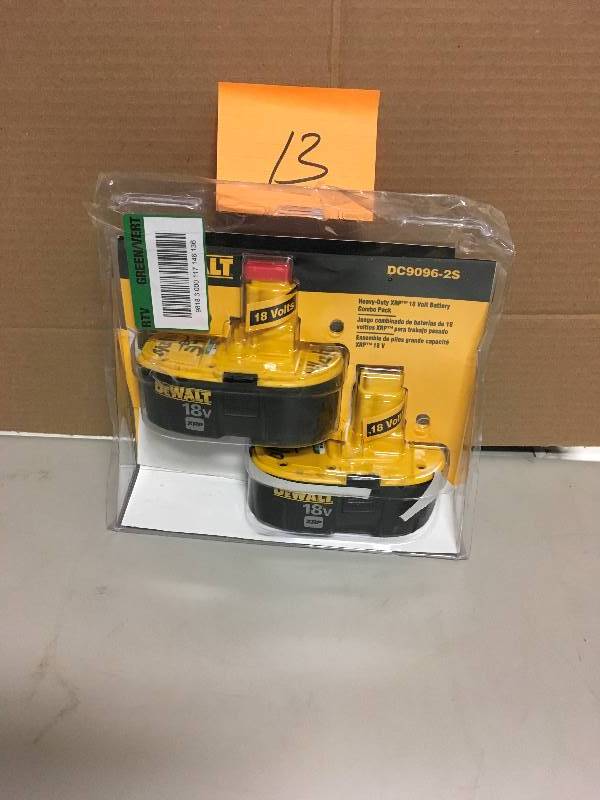 lot 13 image: DeWalt DC9096-2 XRP 18 Volt 2.4 Ah Ni-Cd Battery (2-Pack) new