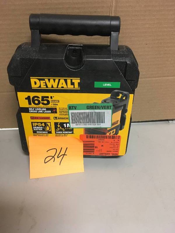 lot 24 image: DeWalt Self-Leveling HorizontalVertical Line Laser 165 Range in like new condition