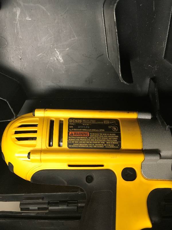 lot 26 image: DeWalt 18 Volt XRP NiCd Cordless 12 in. Hammer DrillDriver in like new condition
