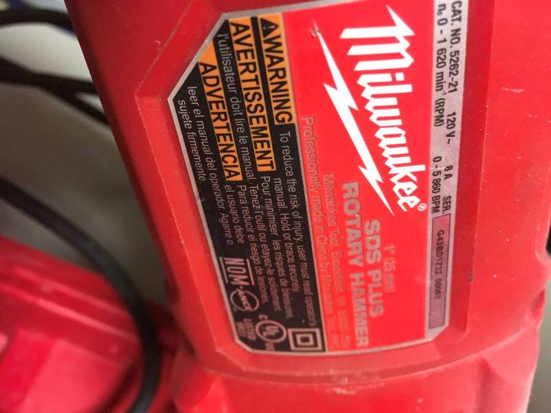 lot 37 image: Milwaukee SDS Rotary Hammer Corded used in working condition