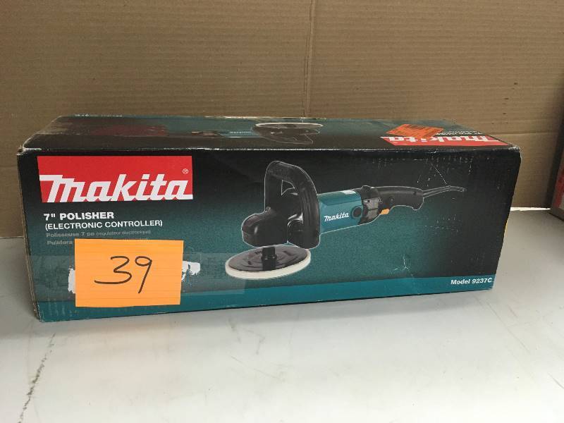 lot 39 image: Makita 9237C 10 Amp 7 in. Variable Speed Polisher open box not used