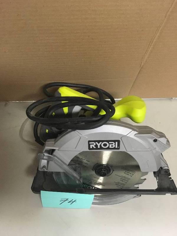 lot 74 image: Ryobi 7-14 Corded Circular Saw with Laser used in very good condition