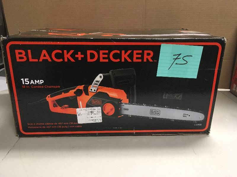 lot 75 image: Black & Decker 15Amp 18 in. Corded Chainsaw not used