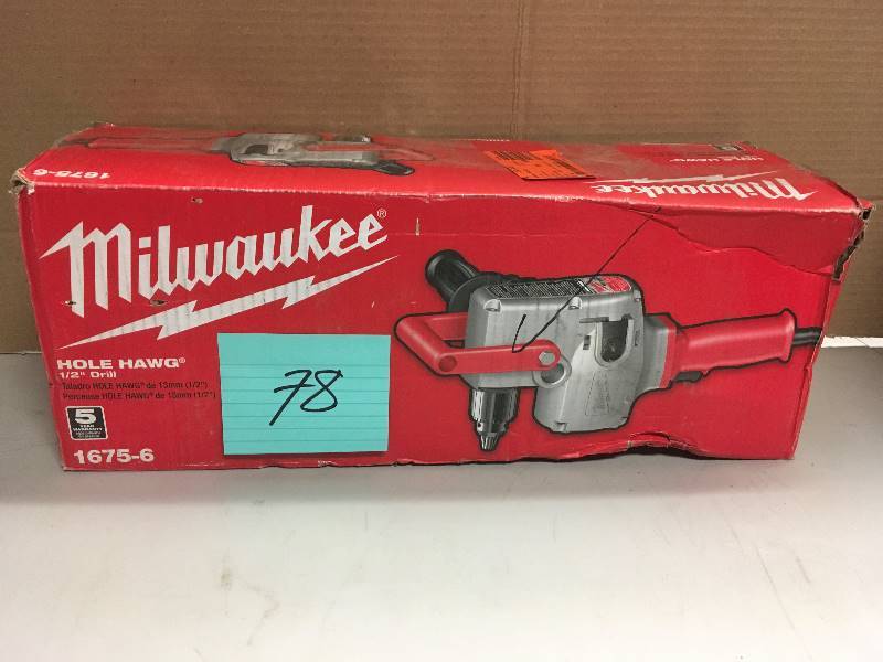 lot 78 image: Milwaukee Heavy Duty 2 Speed Hole - Hawg Reversing Drill in like new condition