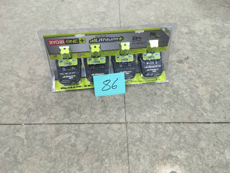 lot 86 image: Ryobi 18-Volt Lithium Lithium-Ion Battery Kit New