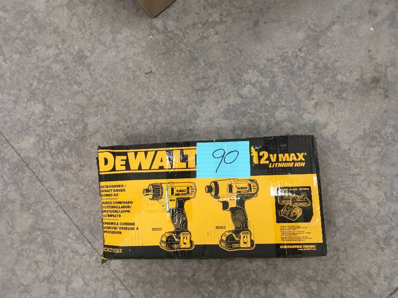lot 90 image: DeWalt 12-Volt MAX  Cordless Screwdriver  Impact Driver Combo Kit ( 2 Tool ) with (2) Batteries , Charger and Bag not used
